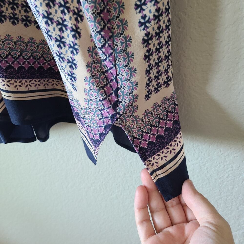 Anthropologie Meadow Rue Kimono Blouse SZ Small 100% Silk Side Zipper Floral - Picture 4 of 13